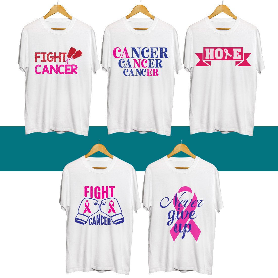 Breast Cancer SVG T Shirt Designs Bundle preview image.