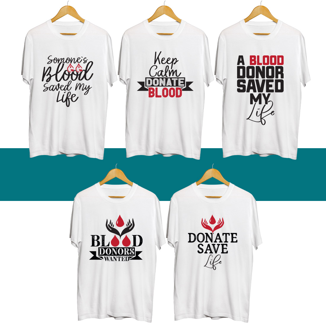 Blood Donor SVG T Shirt Designs Bundle cover image.