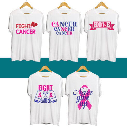 Breast Cancer SVG T Shirt Designs Bundle cover image.