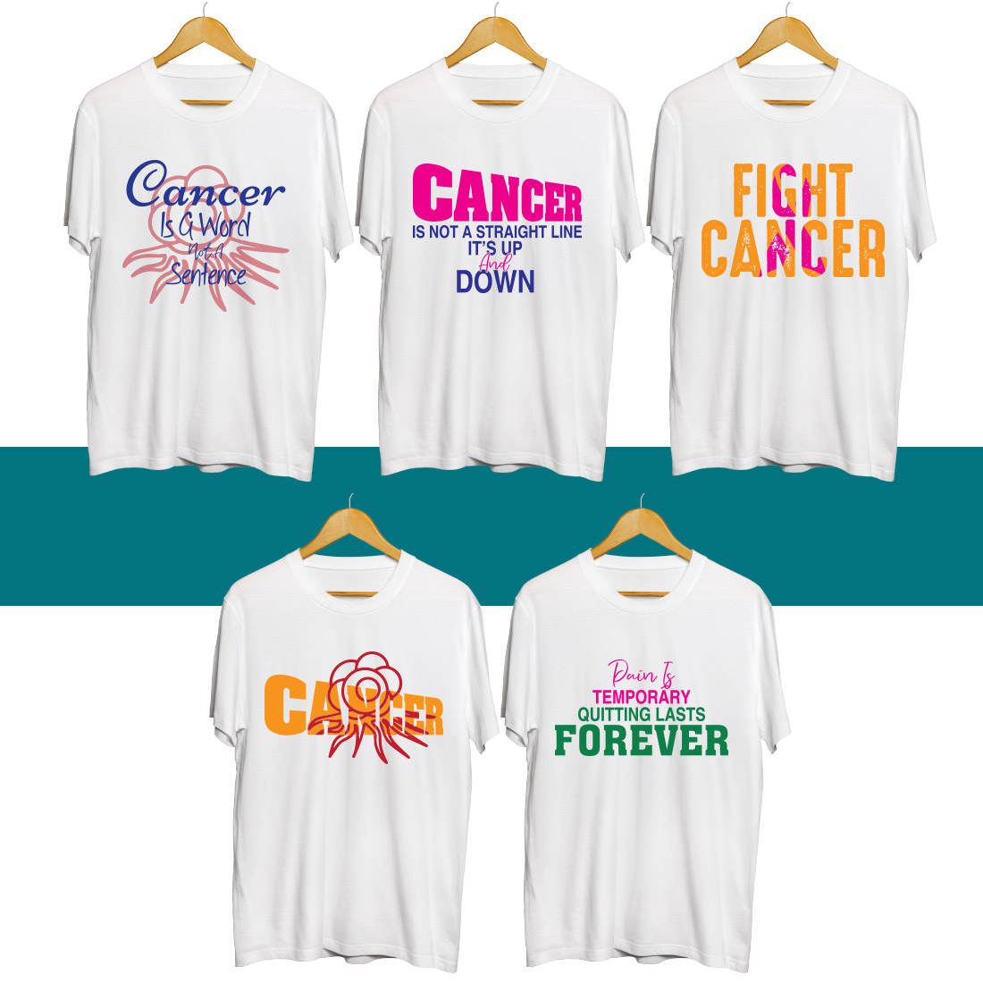 Breast Cancer SVG T Shirt Designs Bundle cover image.