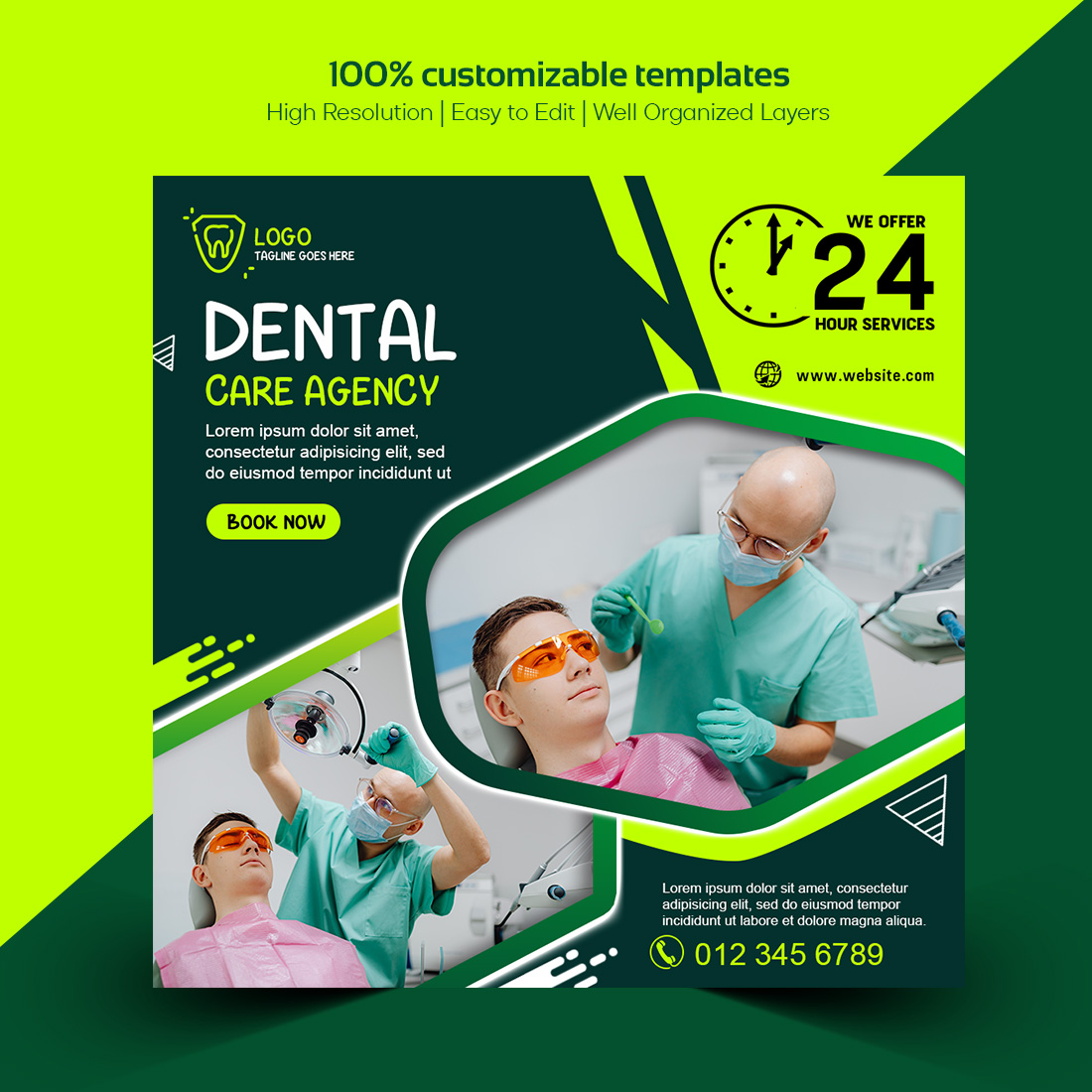 Professional Dental Flyer Template preview image.