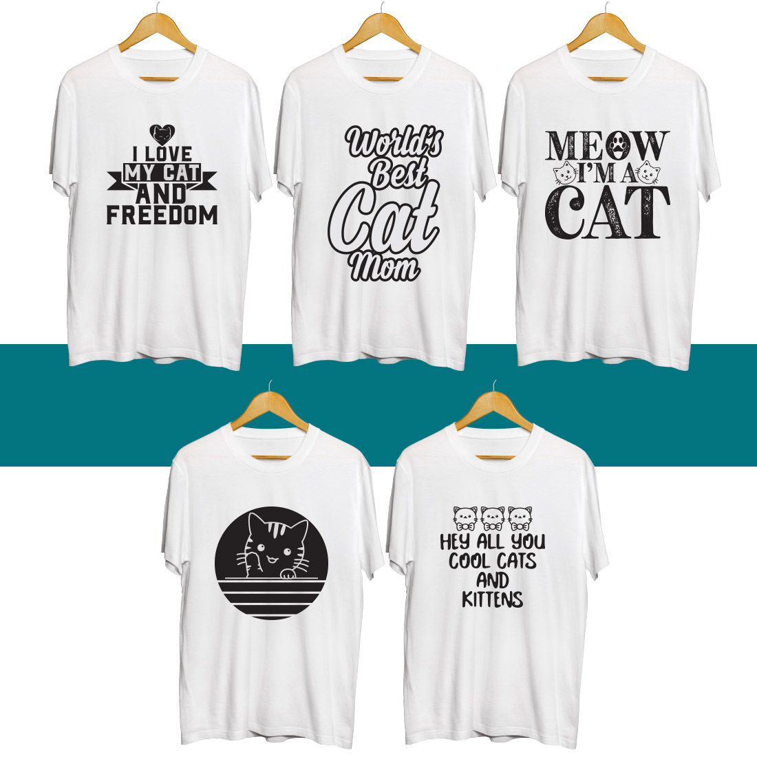 Cat SVG T Shirt Designs Bundle preview image.