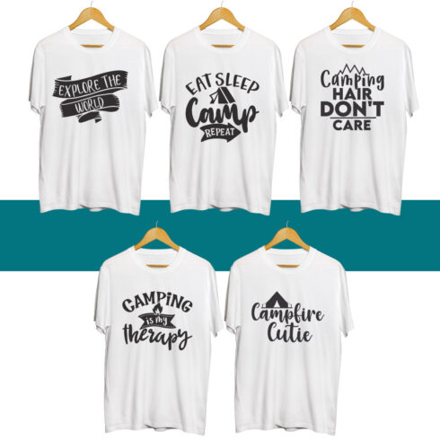 Camping SVG T Shirt Designs Bundle cover image.