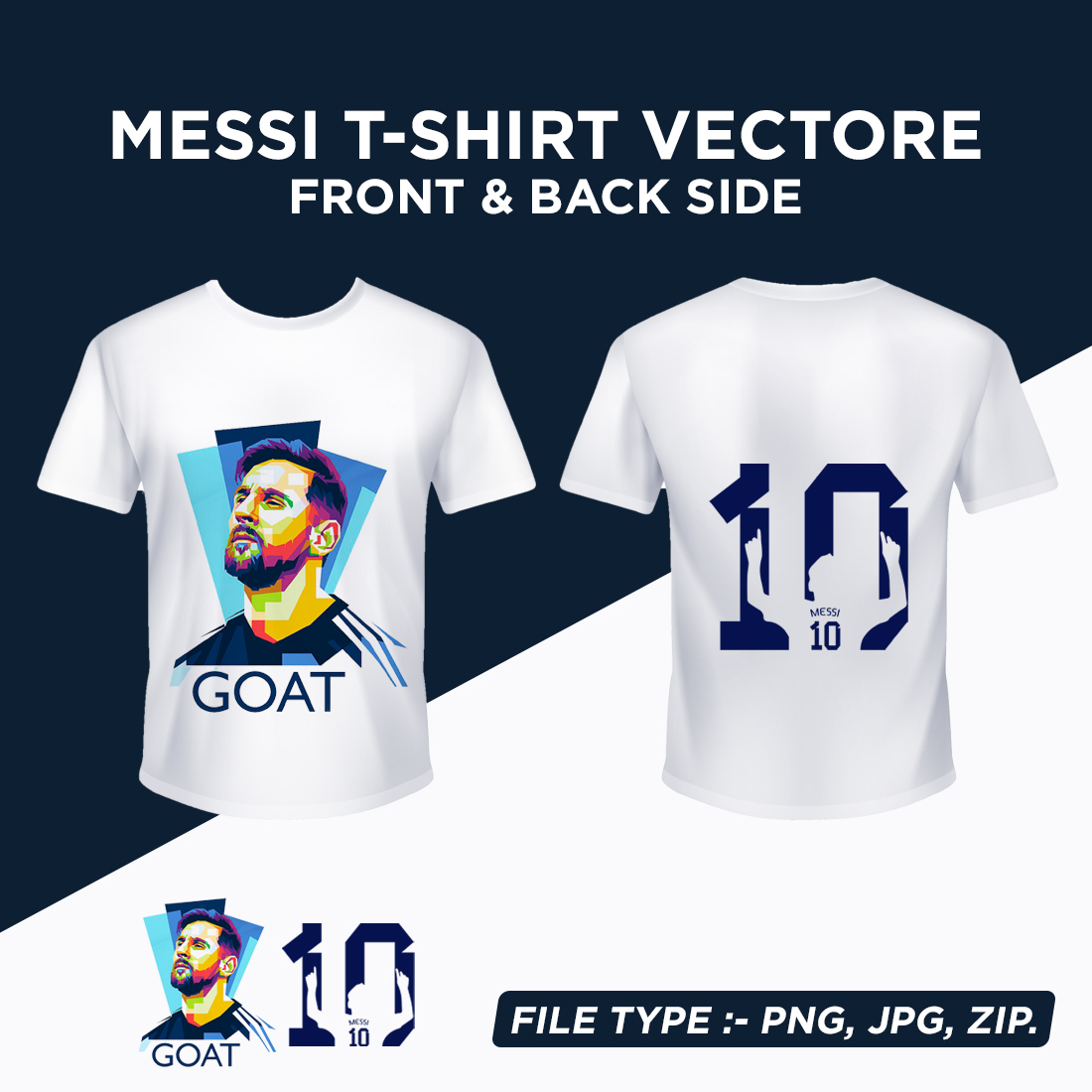 Lionel Messi T-Shirt Design (Front & Back Side) preview image.