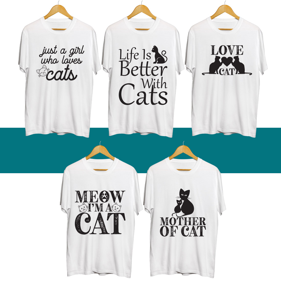 Cat SVG T Shirt Designs Bundle cover image.