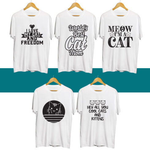 Cat SVG T Shirt Designs Bundle cover image.
