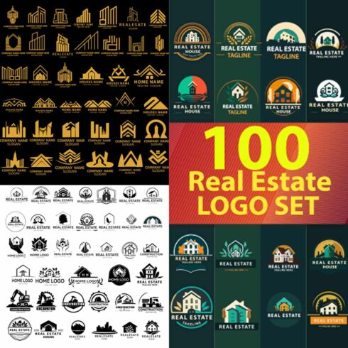 Real estate logo bundles, Property logo set, construction logo bundles, house logo with flat, minimal, abstract, and line art logo concept cover image.