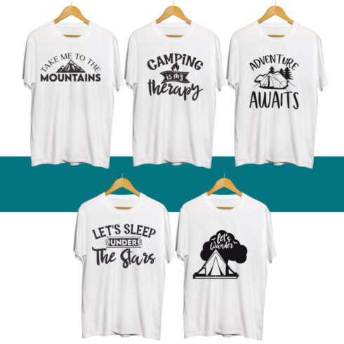 Camping SVG T Shirt Designs Bundle cover image.