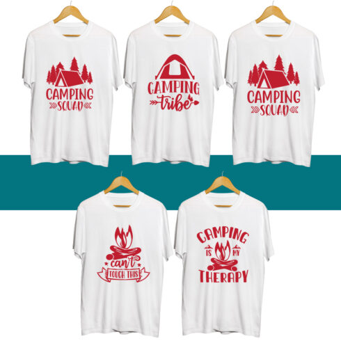 Camping SVG T Shirt Designs Bundle cover image.