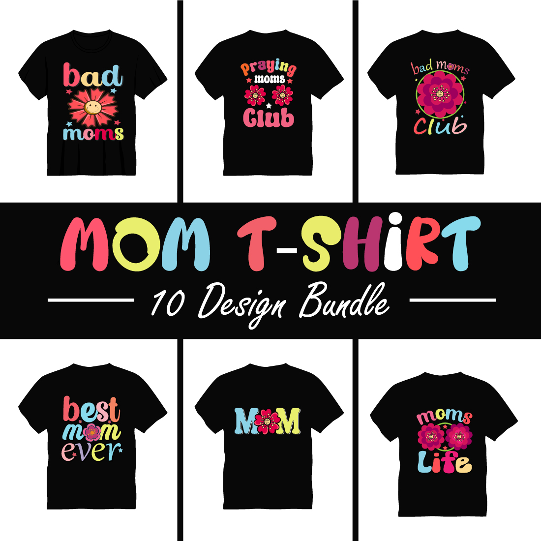 Mom T-Shirt Design Bundle preview image.