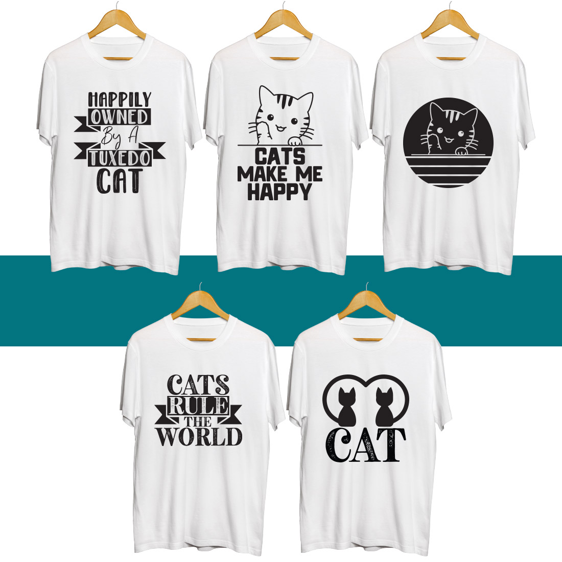 Cat SVG T Shirt Designs Bundle cover image.