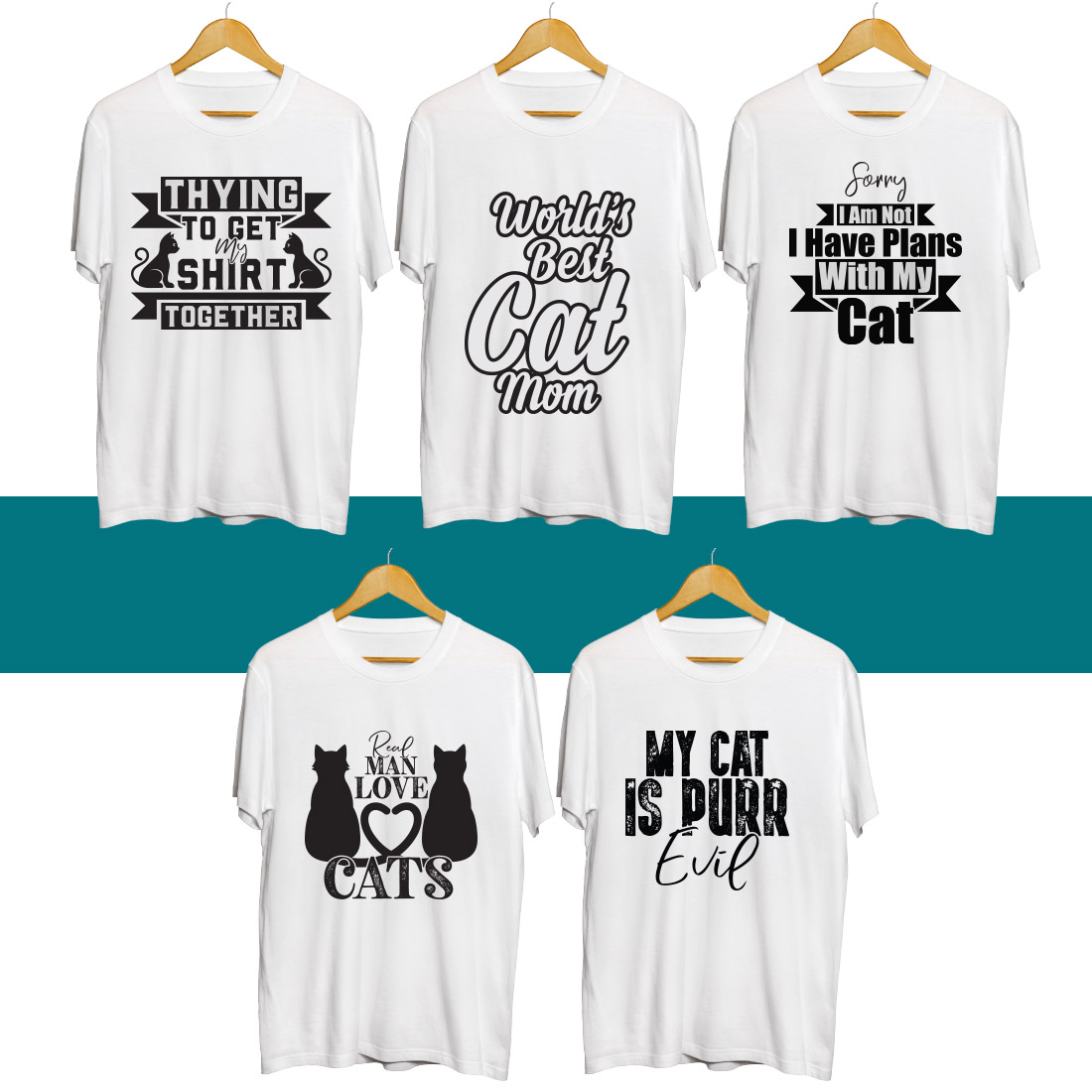 Cat SVG T Shirt Designs Bundle preview image.