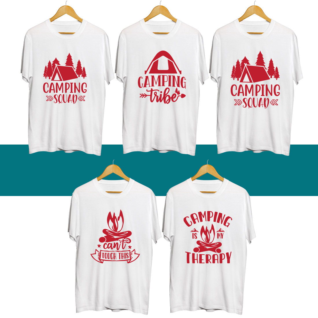 Camping SVG T Shirt Designs Bundle preview image.