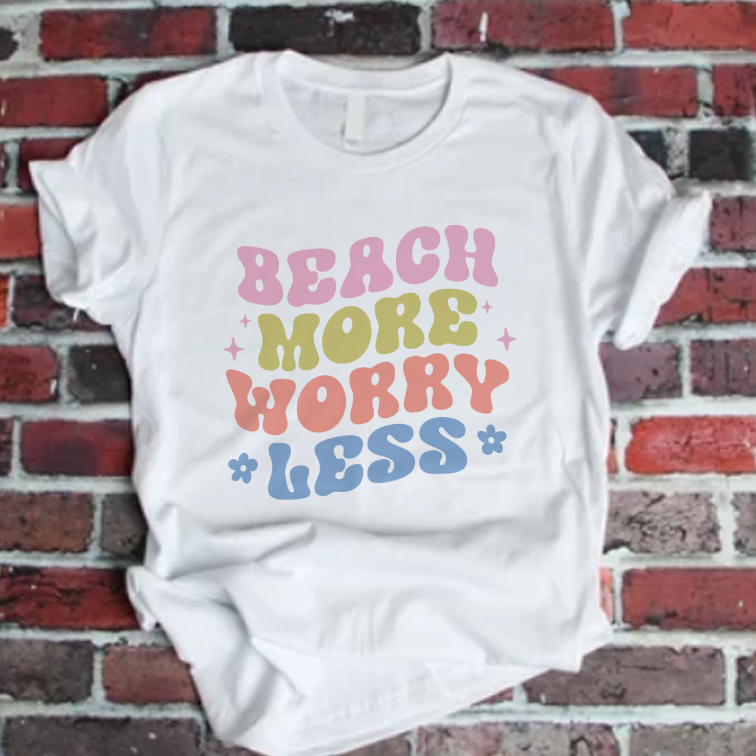 Beach More Worry Less, Summer t-shirt Design preview image.