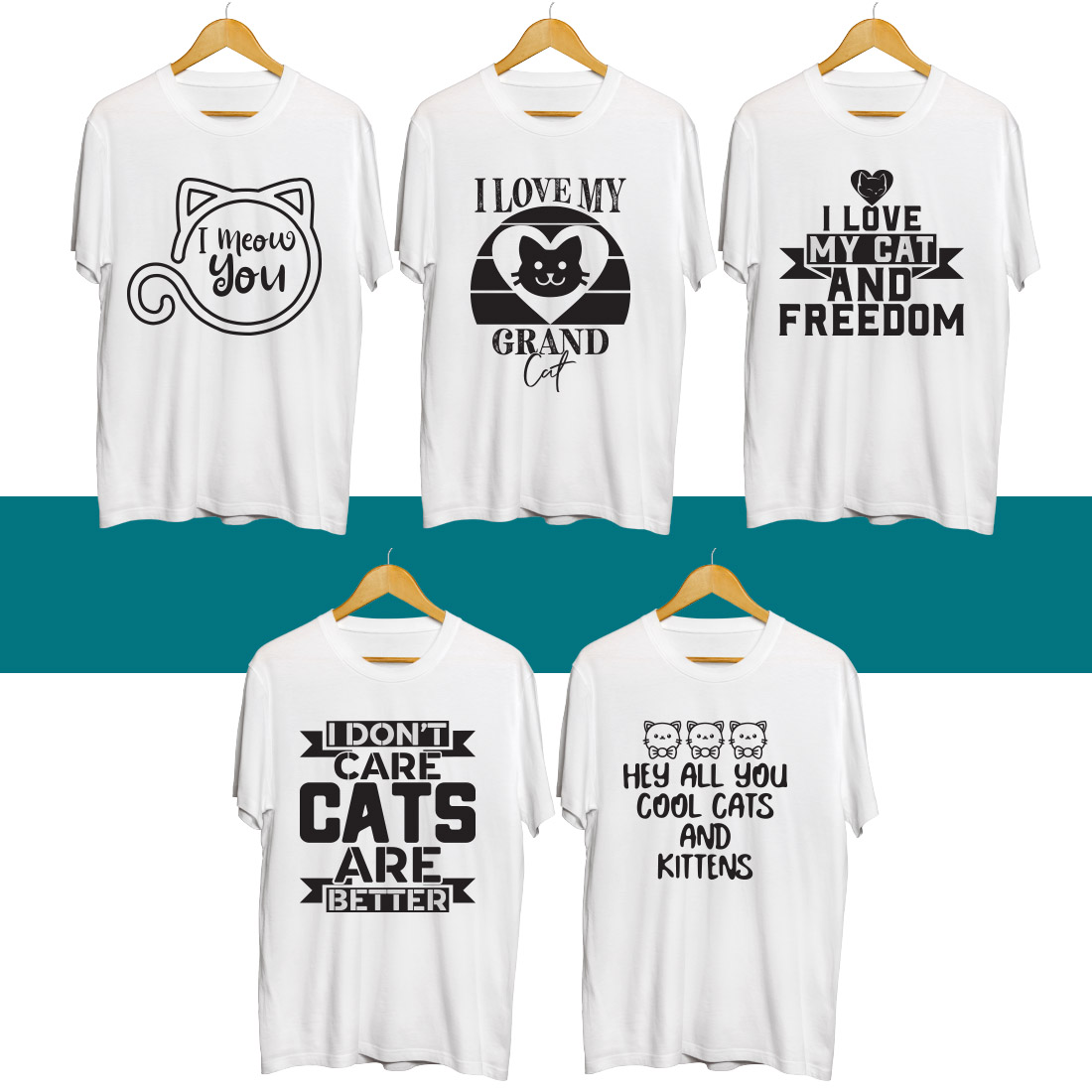 Cat SVG T Shirt Designs Bundle preview image.