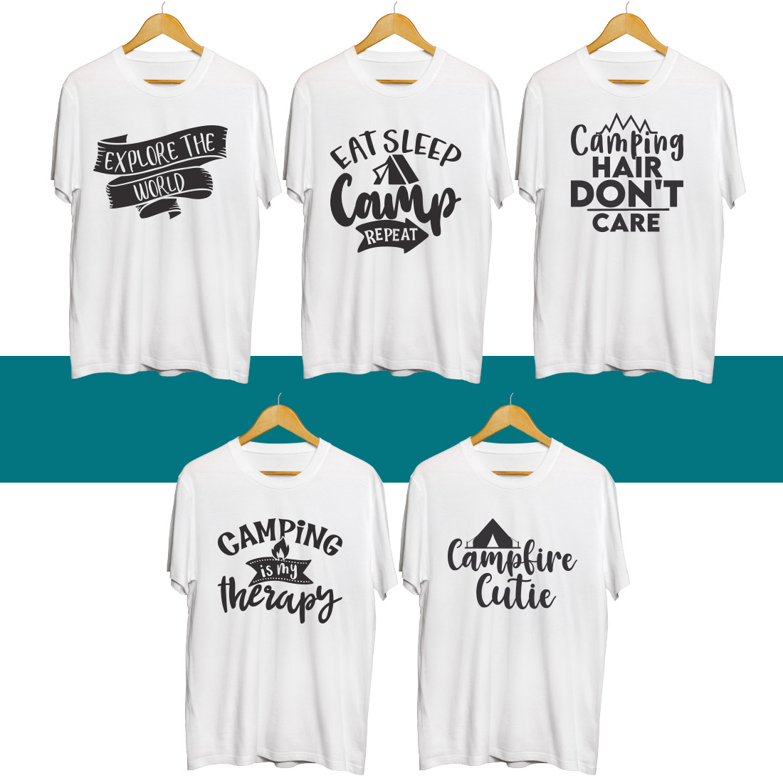 Camping SVG T Shirt Designs Bundle preview image.