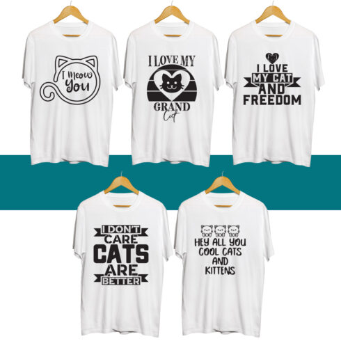 Cat SVG T Shirt Designs Bundle cover image.