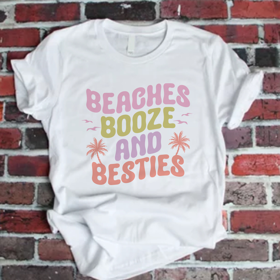 Beaches Booze And Besties, Summer SVG Design preview image.