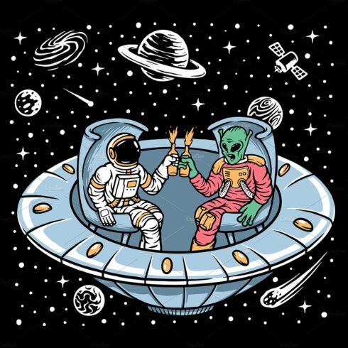 Astronaut and alien chill together cover image.
