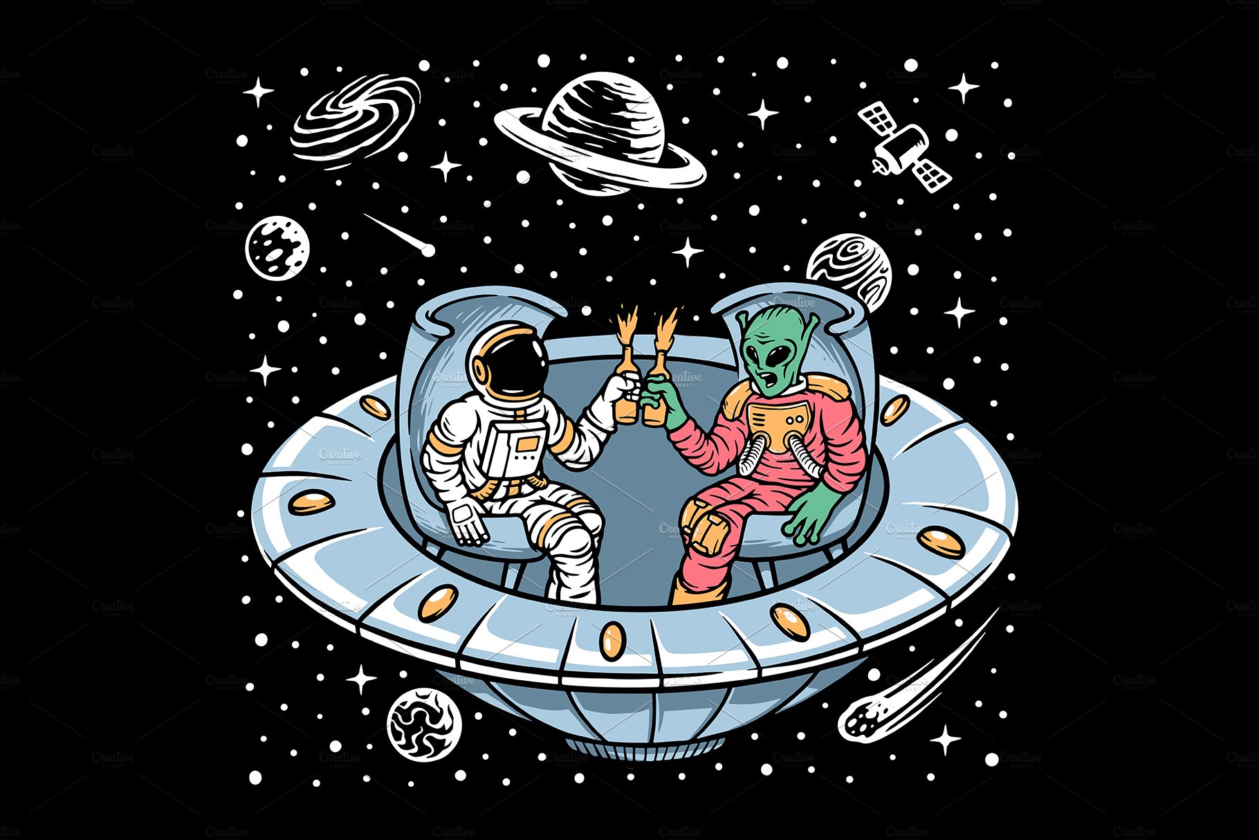Astronaut and alien chill together cover image.