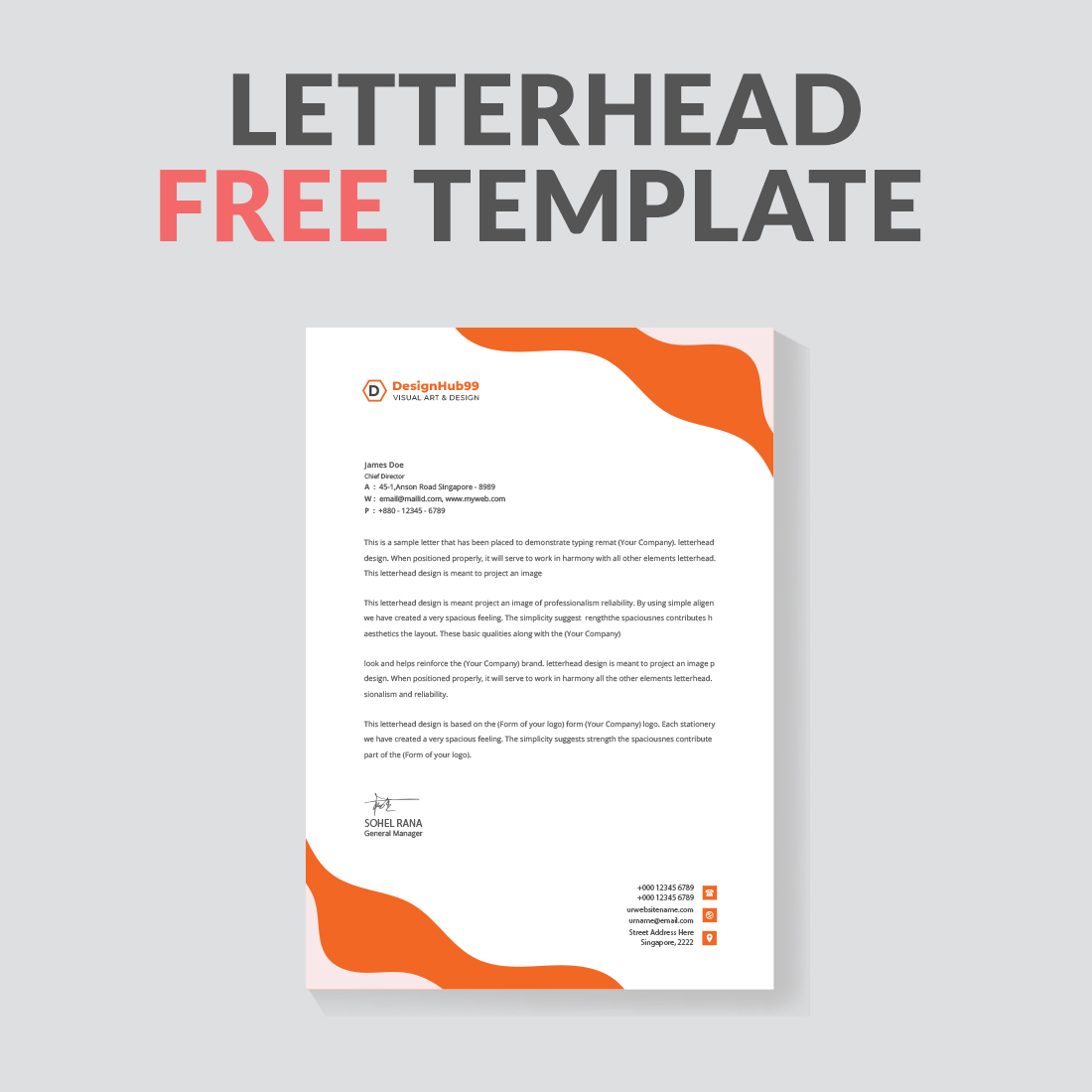 modern letter head design template for your project letterhead, letter head, Business letterhead design Free preview image.