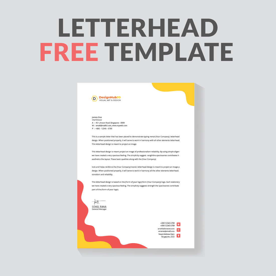 letterhead, letter head, Business letterhead design Free preview image.