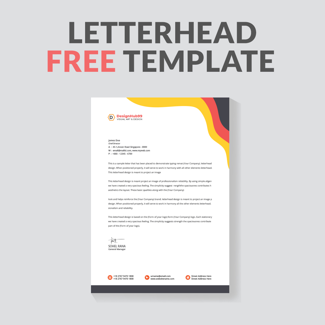 modern letterhead design template ,letter head, Business letterhead template design  free preview image.