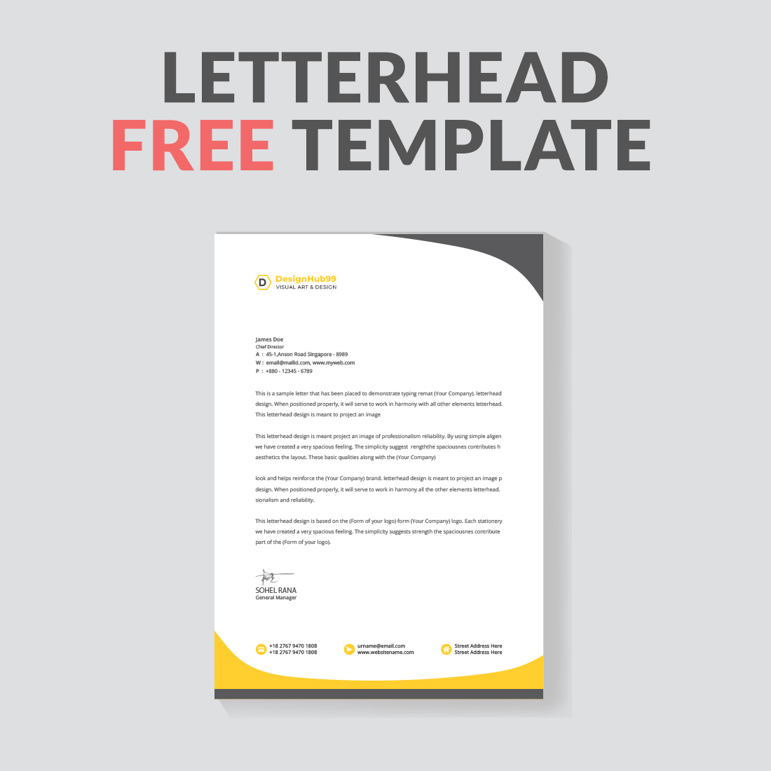 modern letter head design template for your project letterhead, letter head, Business letterhead design Free cover image.