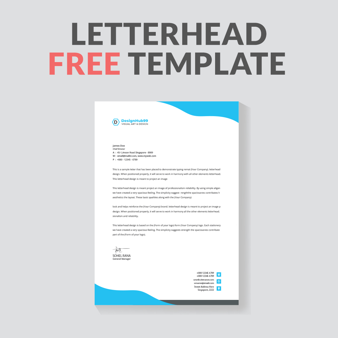 modern letterhead design template free cover image.