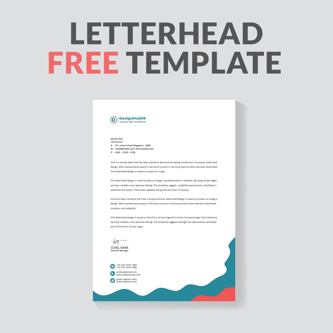 creative modern letter head  Free preview image.