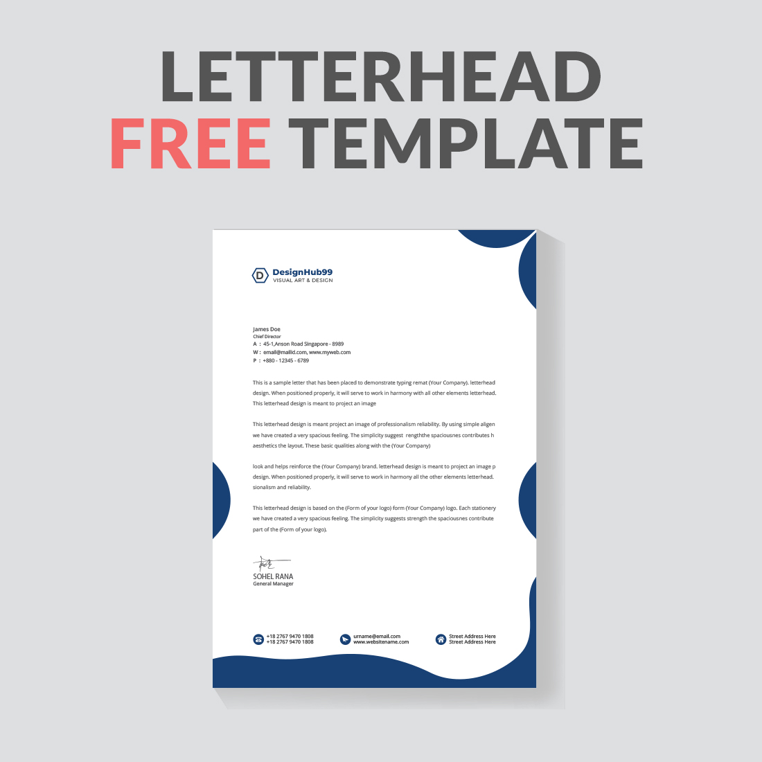 Modern Business Letterhead Design Template, modern letterhead design template free cover image.