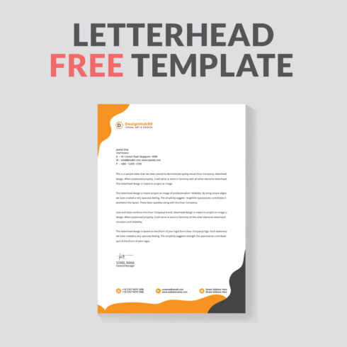 Business Letterhead Design Template, modern letterhead design template free cover image.