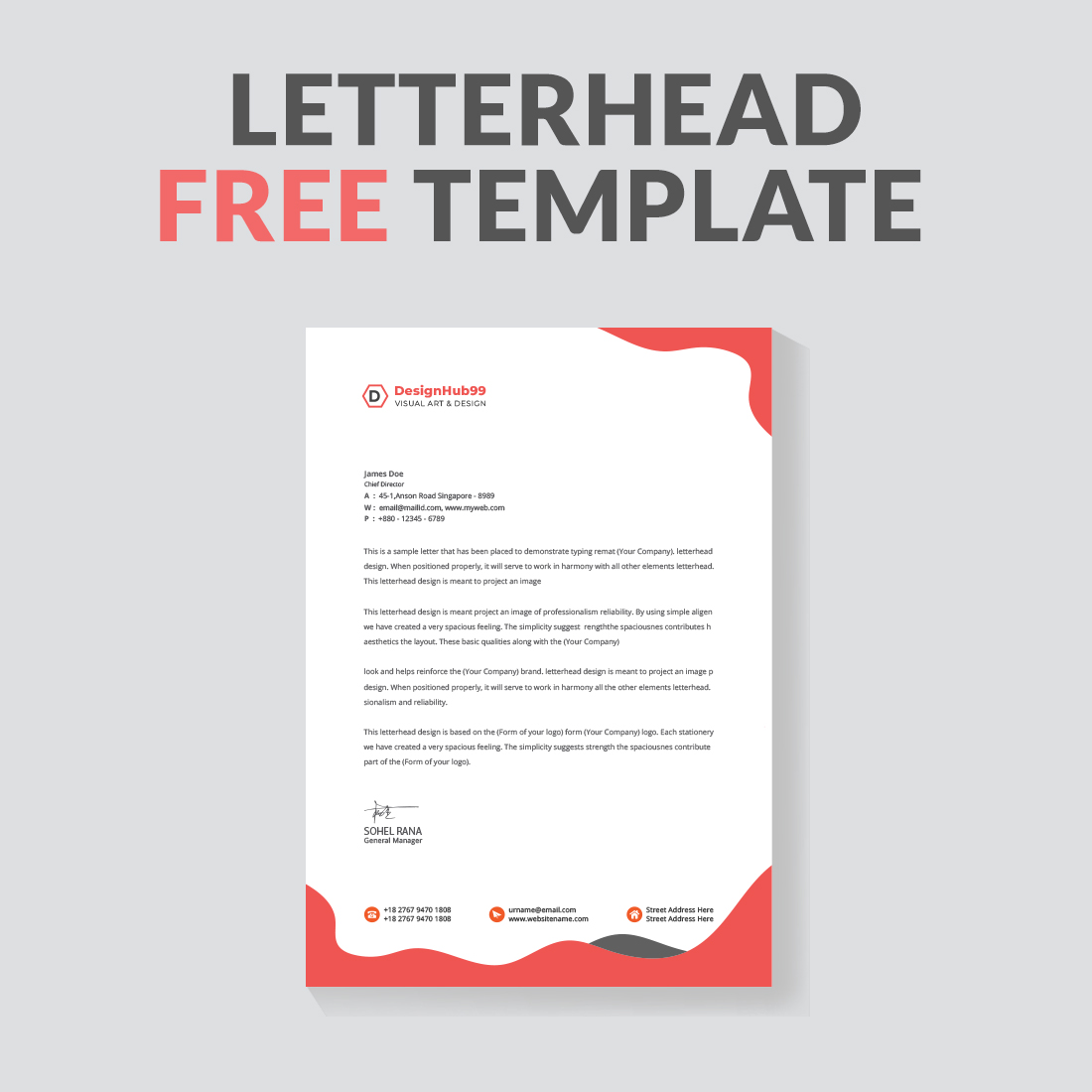 Company letterhead template preview image.