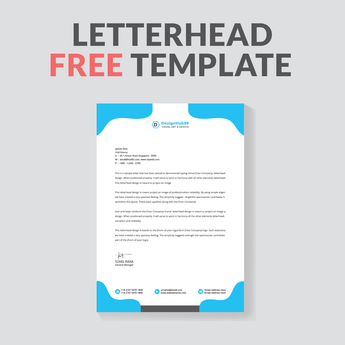 Modern Business Letterhead Design Template, modern letterhead design template free preview image.