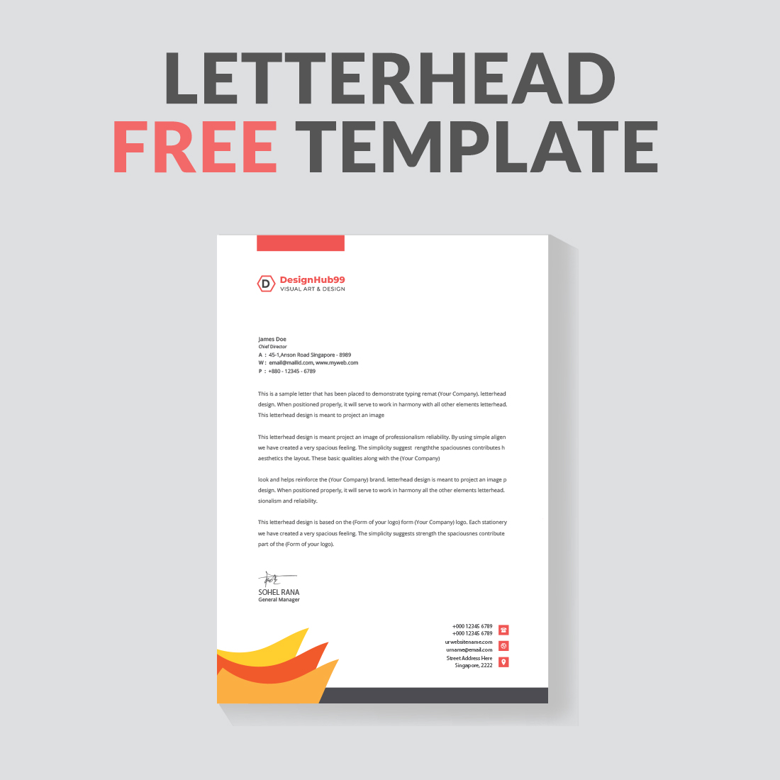letterhead design template ,letter head, Business letterhead template design  free preview image.
