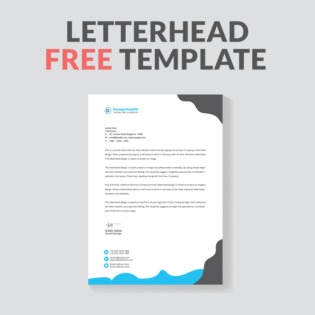 modern letterhead design template ,letter head, Business letterhead template design  free preview image.