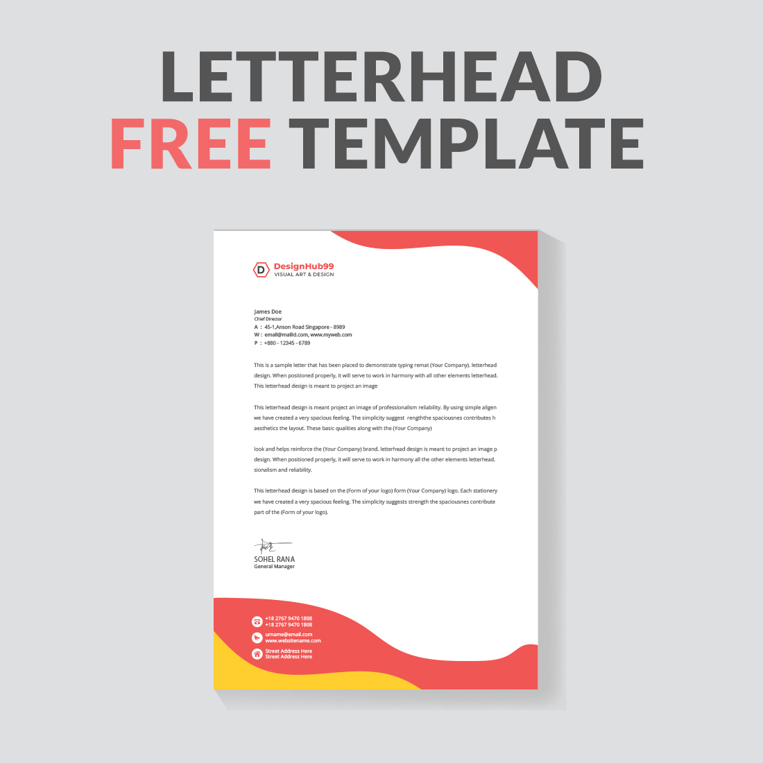 Business letterhead template design  free cover image.