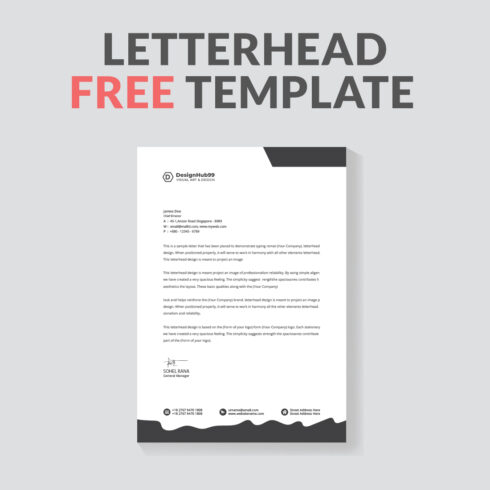 Business Letterhead Design Template, modern letterhead design template free cover image.