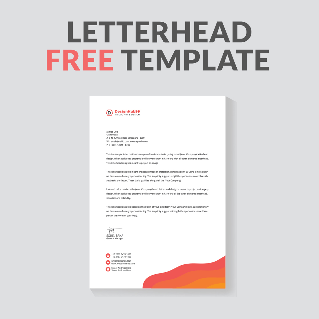 letterhead, letter head, Business letterhead design Free preview image.