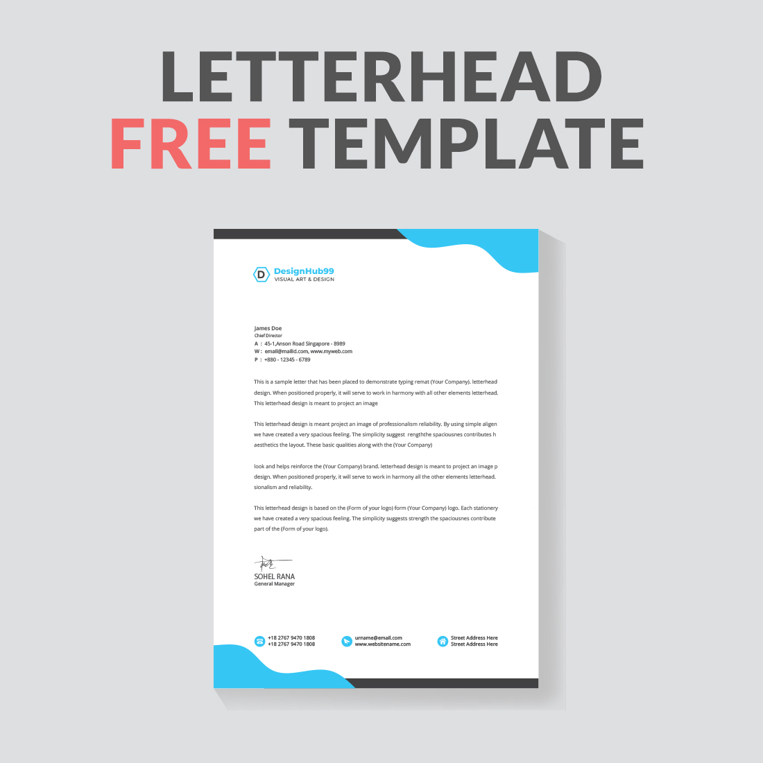 letterhead, letter head, Business letterhead design Free preview image.