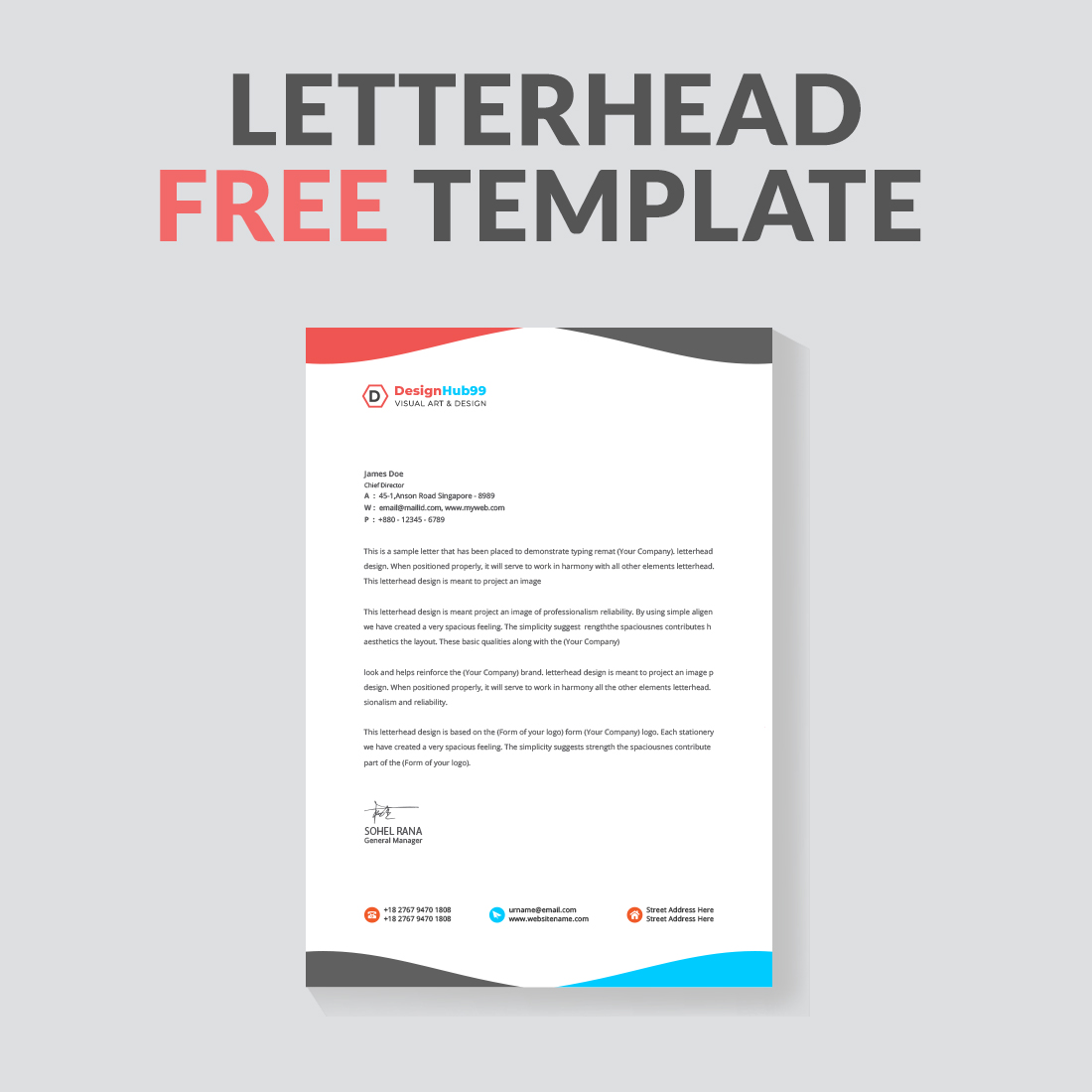 Professional business letterhead template design preview image.