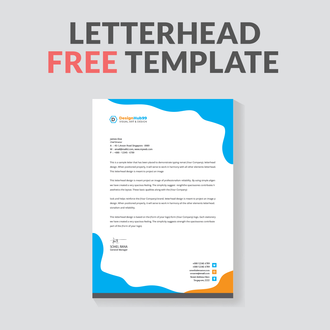 minimalist corporate letterhead template design preview image.