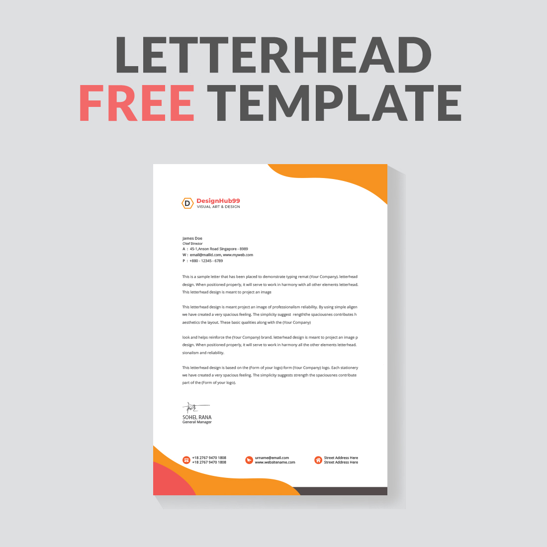 corporate modern letterhead design template ,letter head, Business letterhead template design  free cover image.