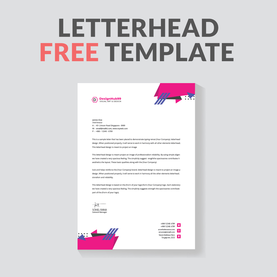 Business letterhead template design  free preview image.