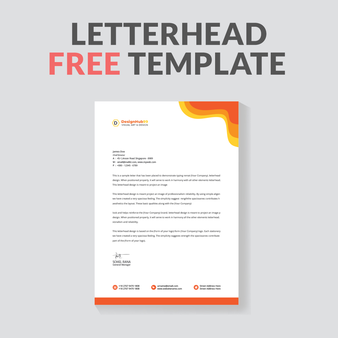 creative modern letter head design template preview image.