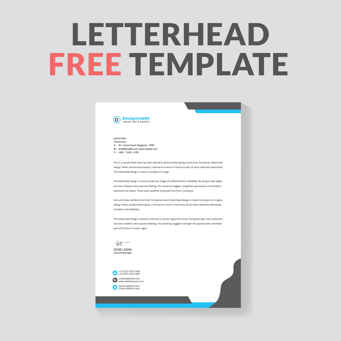 Business letterhead template design  free preview image.