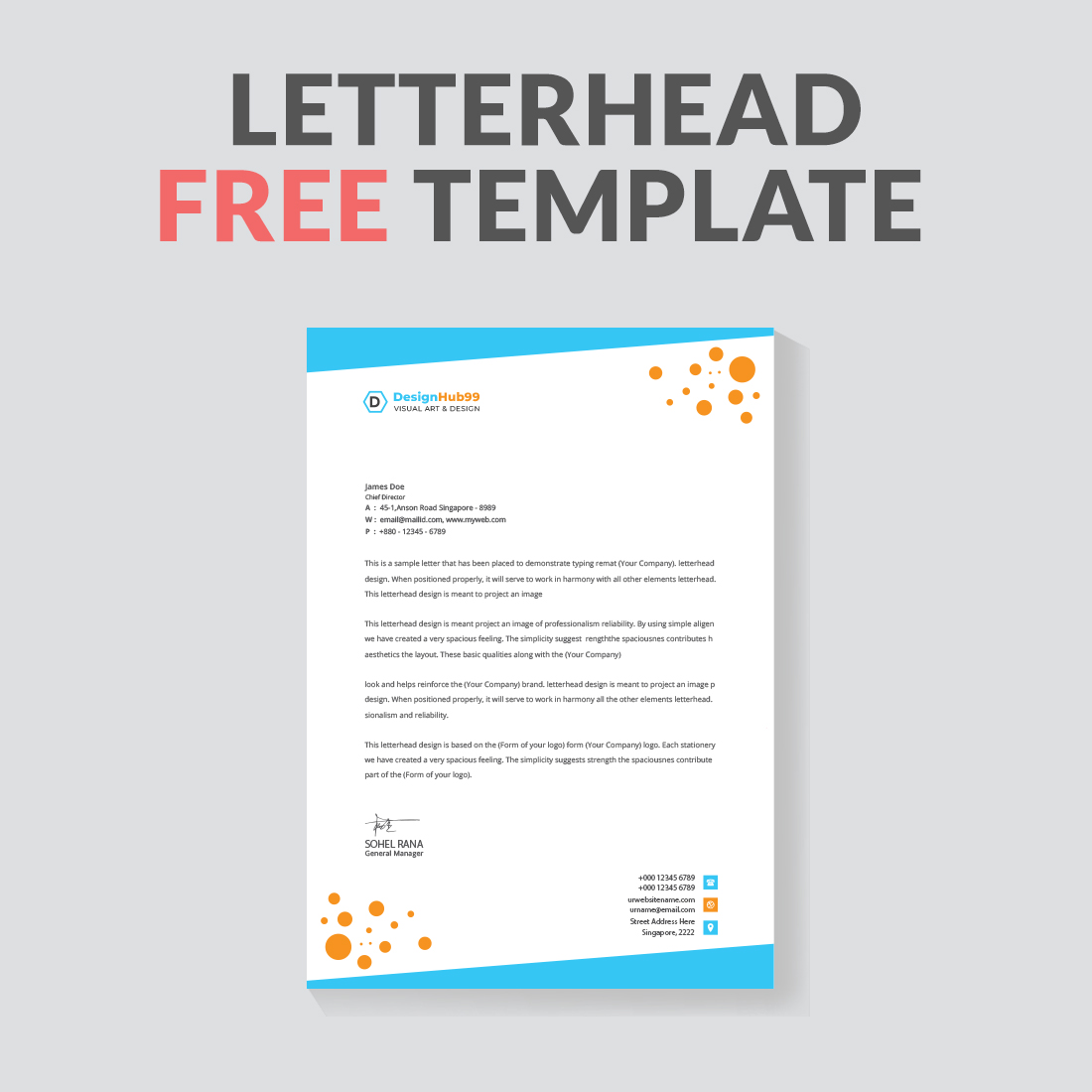 modern letterhead design template free preview image.