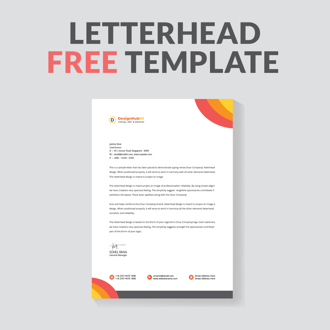 letter head, Business letterhead design Free preview image.