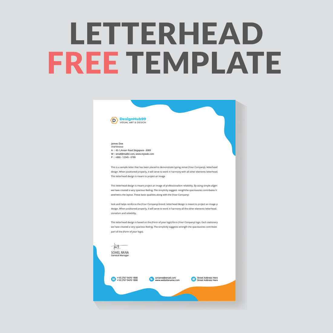 modern letterhead design template free preview image.