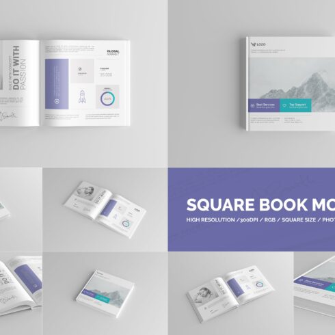 Square Book Mock-Up / Hardcover cover image.